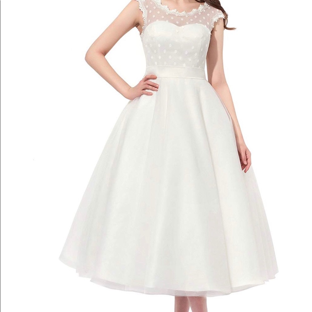 Gralre vintage 1950s Lace Polka Dot Tea Length